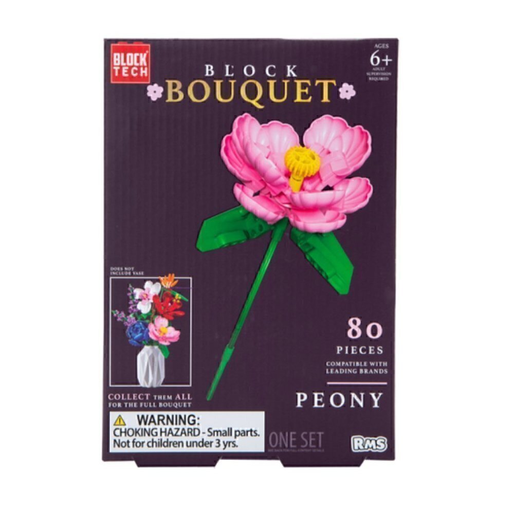 Block Tech Block Bouquet Flower NWT Peony Pink Faux Plant Botanical Activity Toy